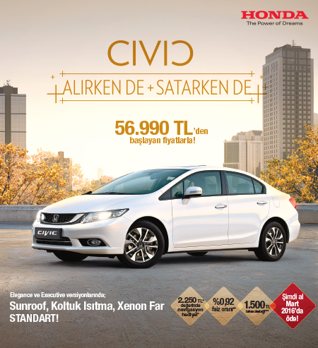 Honda Civic Ödeme Erteleme Kampanyası